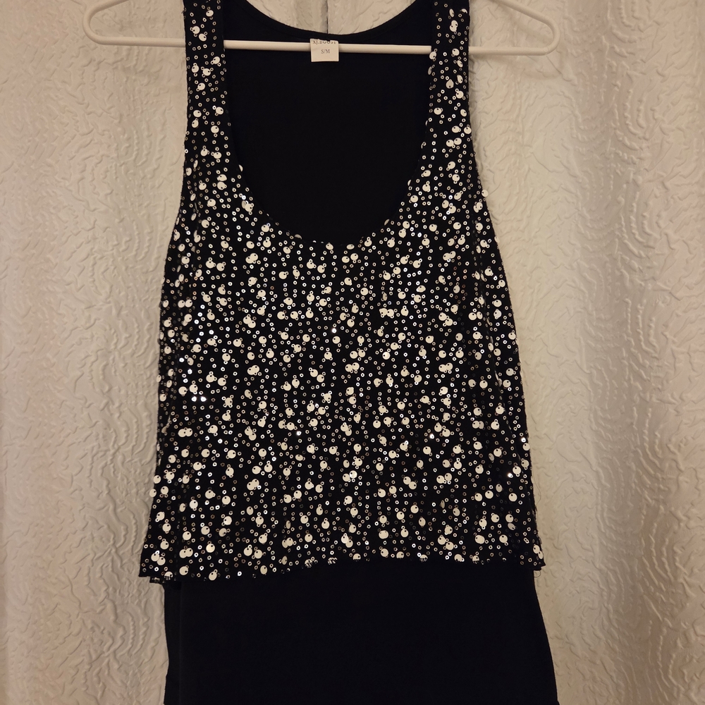 Black Sequin Tank Top